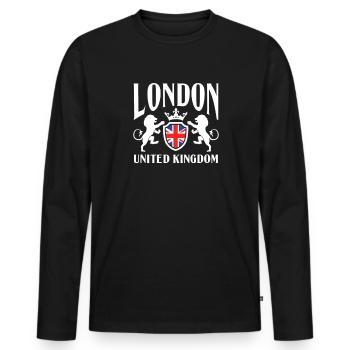 Londres Royaume-Uni Royaume-Uni Angleterre Cadeau - T-shirt manches longues Premium bio Homme - noir - Devant - Nico (187cm)