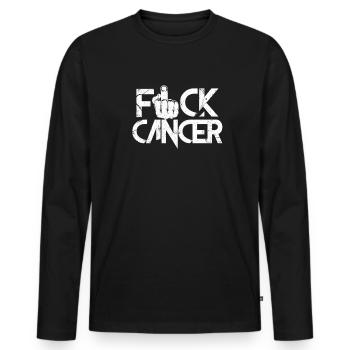 Cancer - T-shirt manches longues Premium bio Homme - noir - Devant - Nico (187cm)