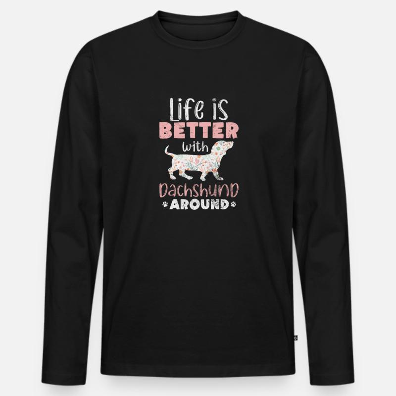 Dackel - Männer Premium Bio Langarmshirt - Schwarz