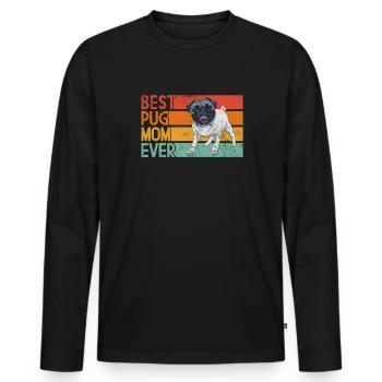 Mops - Männer Premium Bio Langarmshirt - Schwarz - Vorne - Nico (187cm)