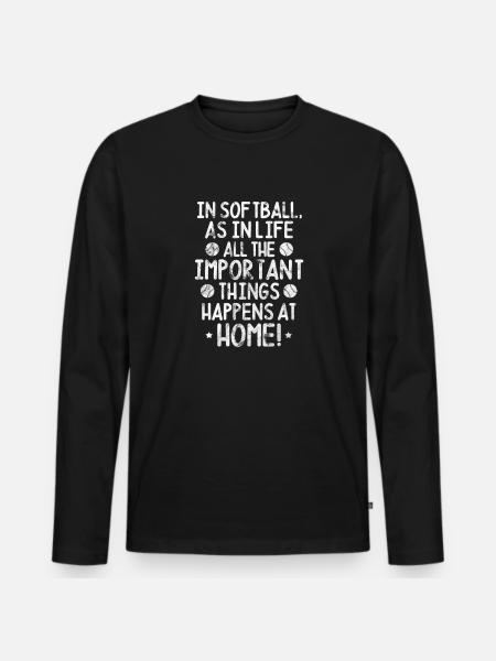 Softball - T-shirt manches longues Premium bio Homme - noir