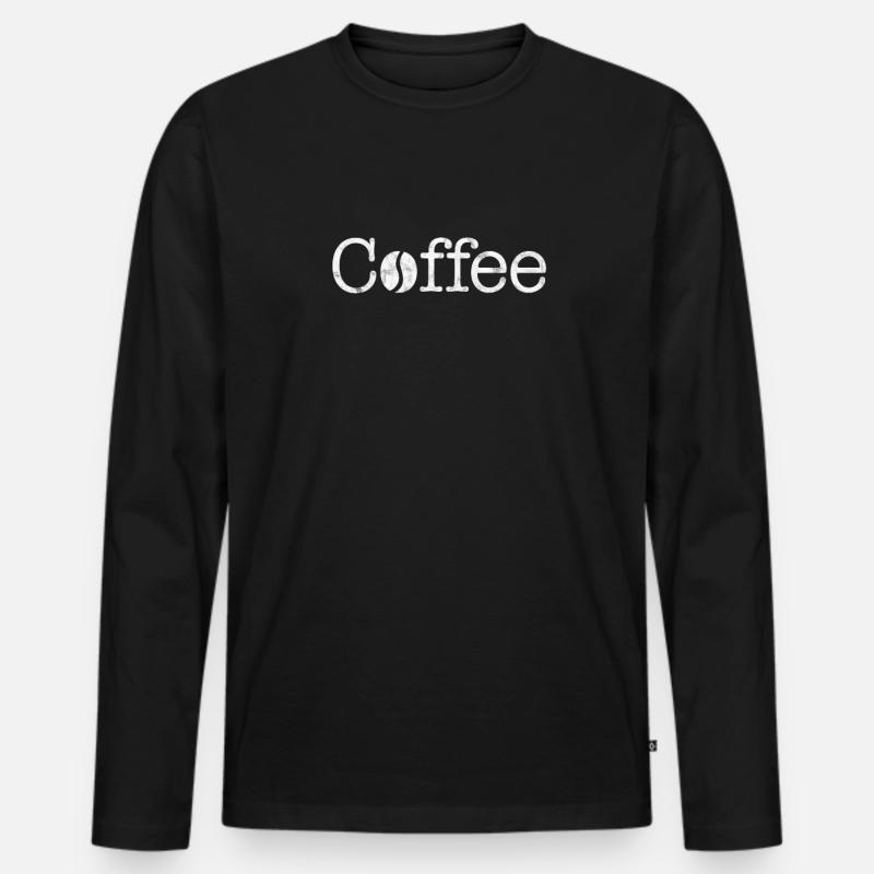 Kaffee - Männer Premium Bio Langarmshirt - Schwarz