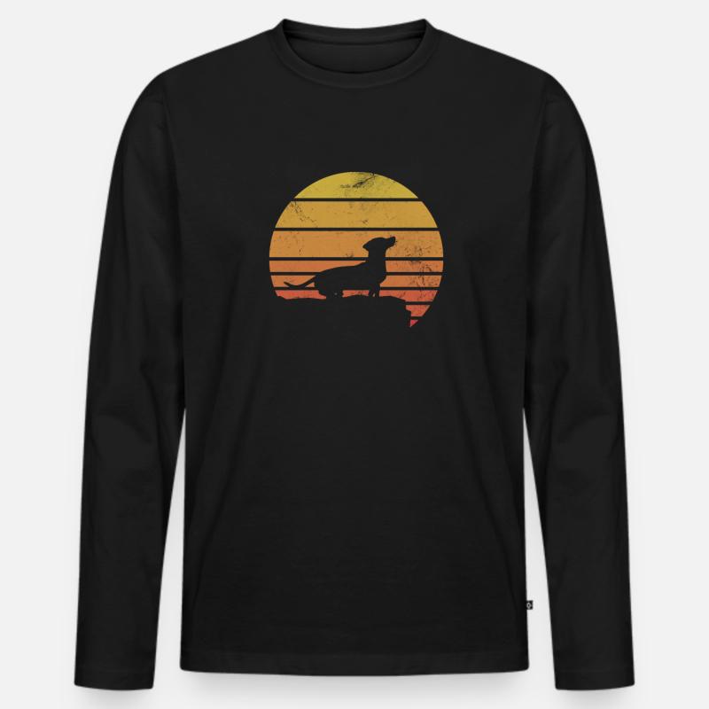 Dackel - Männer Premium Bio Langarmshirt - Schwarz