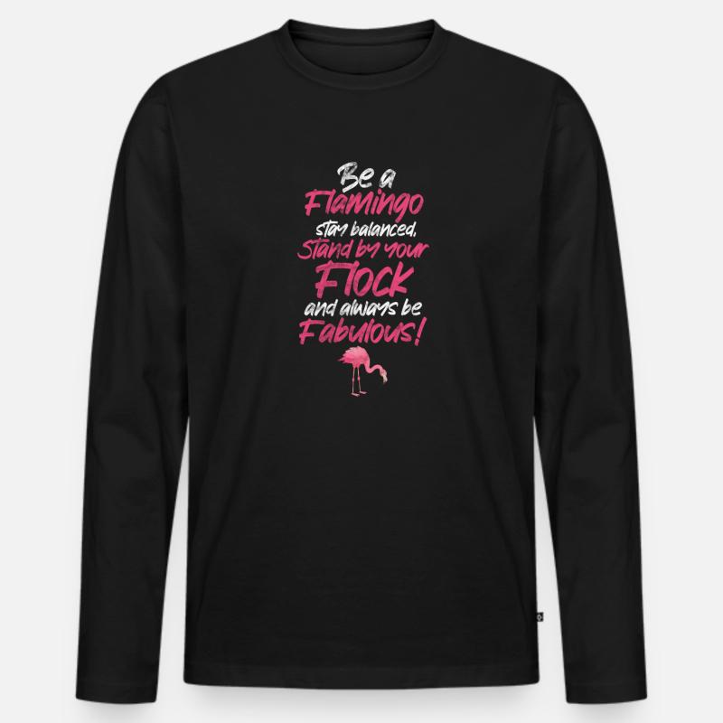 Flamingo - Männer Premium Bio Langarmshirt - Schwarz