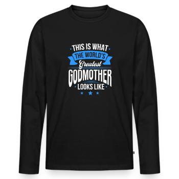 Marraine - T-shirt manches longues Premium bio Homme - noir - Devant - Nico (187cm)