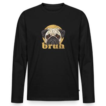 Mops - Männer Premium Bio Langarmshirt - Schwarz - Vorne - Nico (187cm)