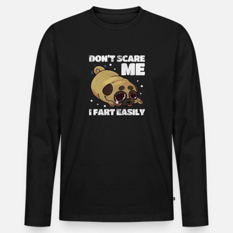 Mops - Männer Premium Bio Langarmshirt - Schwarz