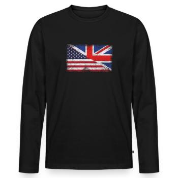 United Kingdom USA - Men's Premium Organic Long Sleeve Shirt - black - Front - Nico (187cm)