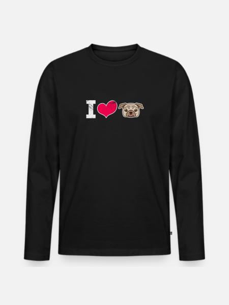 Pug - Men's Premium Organic Long Sleeve Shirt - black