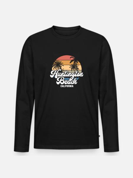 Huntington Beach California - Men's Premium Organic Long Sleeve Shirt - black