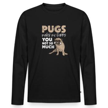 Mops - Männer Premium Bio Langarmshirt - Schwarz - Vorne - Nico (187cm)