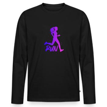 Courir - T-shirt manches longues Premium bio Homme - noir - Devant - Nico (187cm)
