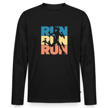 Courir - T-shirt manches longues Premium bio Homme - noir - Devant - Nico (187cm)