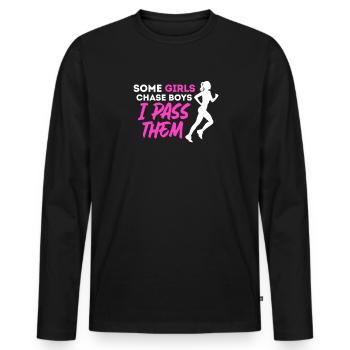 Courir - T-shirt manches longues Premium bio Homme - noir - Devant - Nico (187cm)