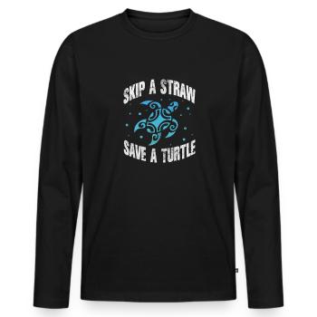 Tortue - T-shirt manches longues Premium bio Homme - noir - Devant - Nico (187cm)