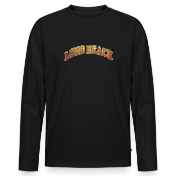 Long Beach Californie États-Unis Amérique LA Cadeau - T-shirt manches longues Premium bio Homme - noir - Devant - Nico (187cm)