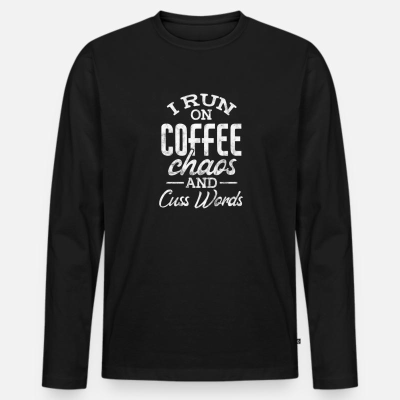 Kaffee - Männer Premium Bio Langarmshirt - Schwarz