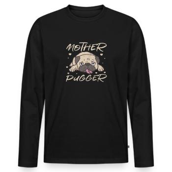 Mops - Männer Premium Bio Langarmshirt - Schwarz - Vorne - Nico (187cm)