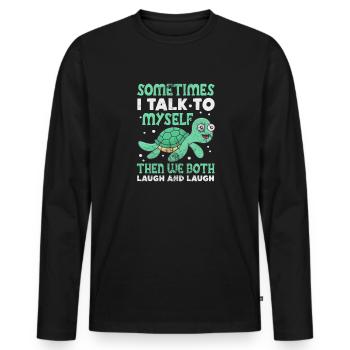 Tortue - T-shirt manches longues Premium bio Homme - noir - Devant - Nico (187cm)