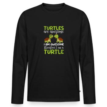 Tortue - T-shirt manches longues Premium bio Homme - noir - Devant - Nico (187cm)