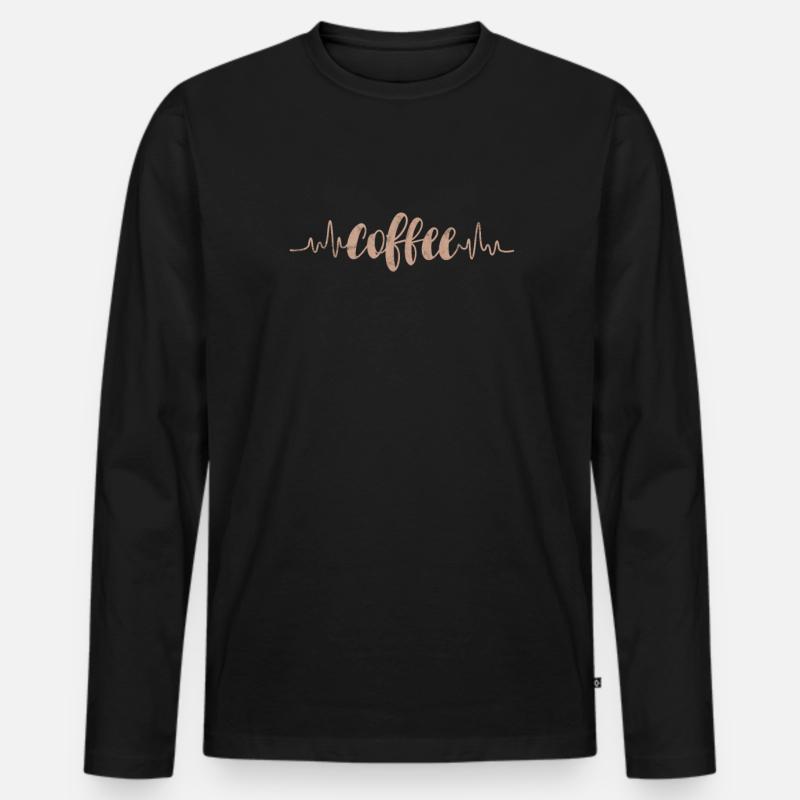 Kaffee - Männer Premium Bio Langarmshirt - Schwarz