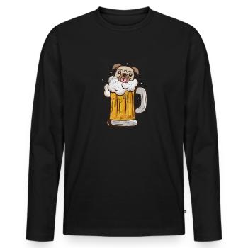 Bière Carlin - T-shirt manches longues Premium bio Homme - noir - Devant - Nico (187cm)