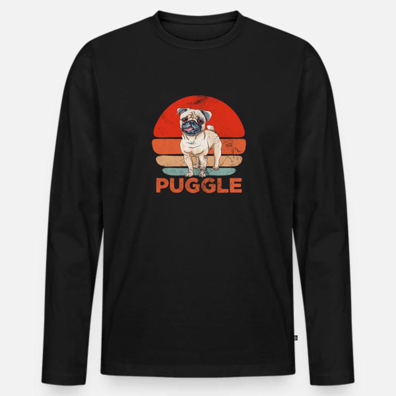 Mops - Männer Premium Bio Langarmshirt - Schwarz
