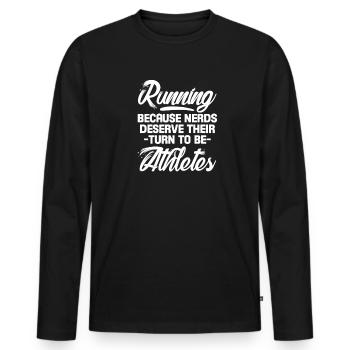 Courir - T-shirt manches longues Premium bio Homme - noir - Devant - Nico (187cm)