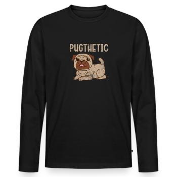 Mops - Männer Premium Bio Langarmshirt - Schwarz - Vorne - Nico (187cm)