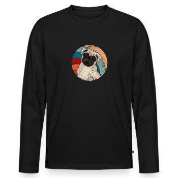 Mops - Männer Premium Bio Langarmshirt - Schwarz - Vorne - Nico (187cm)