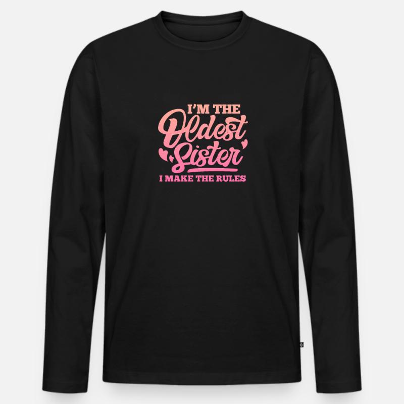 Schwester - Männer Premium Bio Langarmshirt - Schwarz