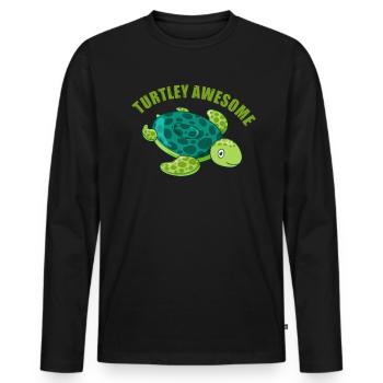 Schildkröte Turtle Meer Meeresbewohner Geschenk - Männer Premium Bio Langarmshirt - Schwarz - Vorne - Nico (187cm)