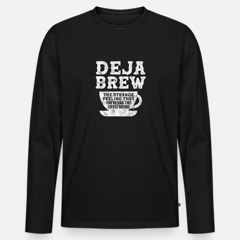 Kaffee - Männer Premium Bio Langarmshirt - Schwarz