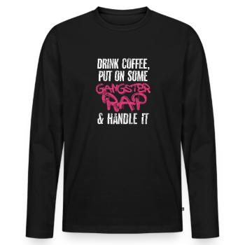 Kaffee Rap - Männer Premium Bio Langarmshirt - Schwarz - Vorne - Nico (187cm)