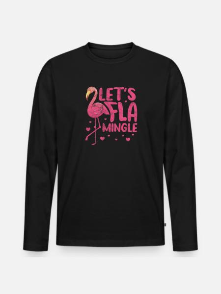 Flamingo - Männer Premium Bio Langarmshirt - Schwarz