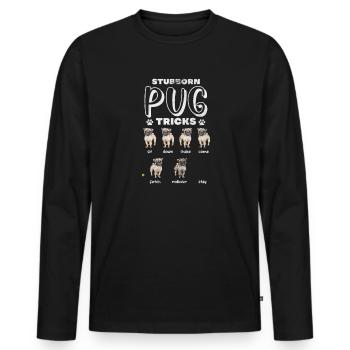 Mops - Männer Premium Bio Langarmshirt - Schwarz - Vorne - Nico (187cm)