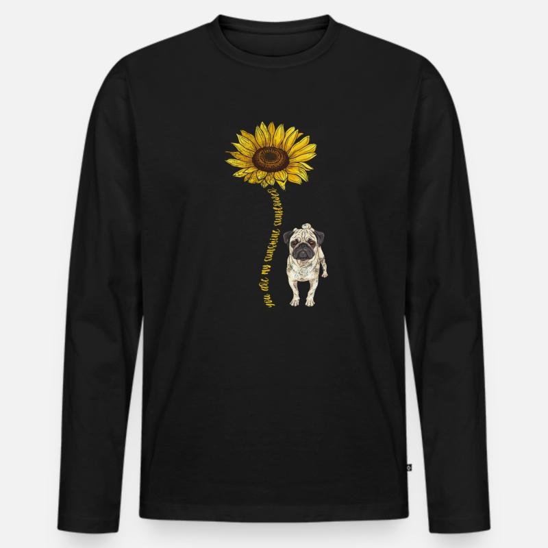 Mops - Männer Premium Bio Langarmshirt - Schwarz