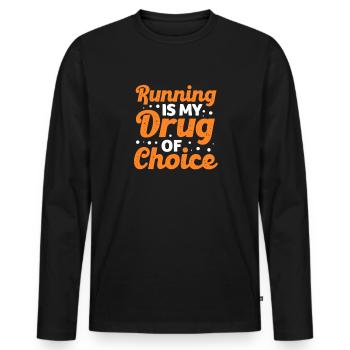 Courir - T-shirt manches longues Premium bio Homme - noir - Devant - Nico (187cm)