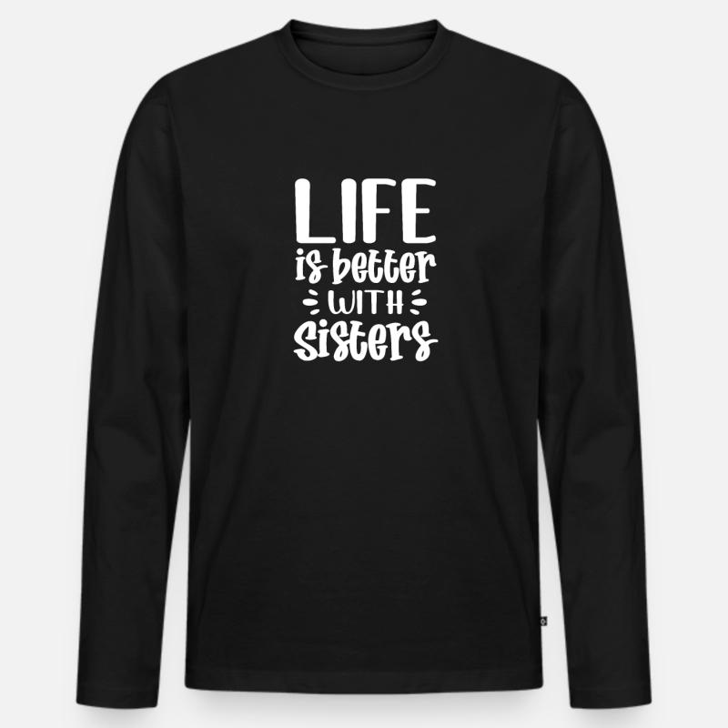 Schwester - Männer Premium Bio Langarmshirt - Schwarz