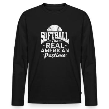 Softball - Men's Premium Organic Long Sleeve Shirt - black - Front - Nico (187cm)