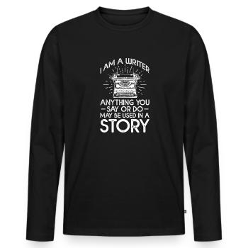 Autor - Männer Premium Bio Langarmshirt - Schwarz - Vorne - Nico (187cm)