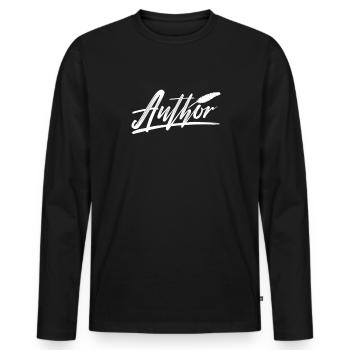 Autor - Männer Premium Bio Langarmshirt - Schwarz - Vorne - Nico (187cm)