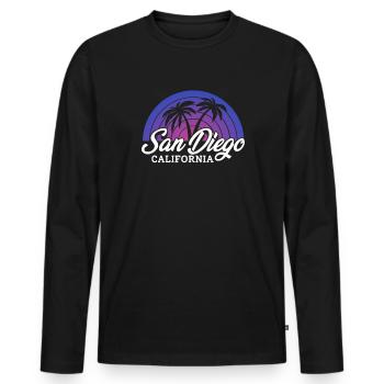 San Diego - Männer Premium Bio Langarmshirt - Schwarz - Vorne - Nico (187cm)