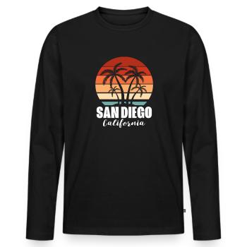 San Diego - Männer Premium Bio Langarmshirt - Schwarz - Vorne - Nico (187cm)