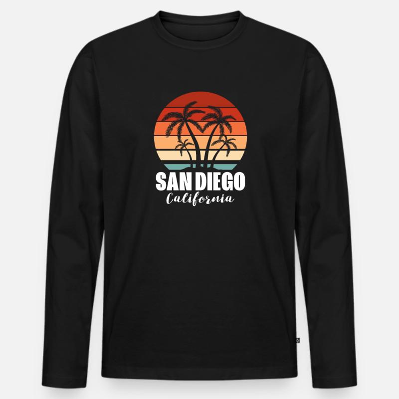 San Diego - Männer Premium Bio Langarmshirt - Schwarz