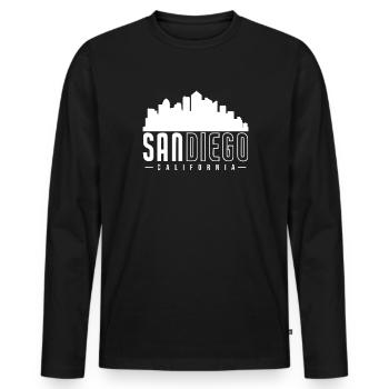 San Diego - Männer Premium Bio Langarmshirt - Schwarz - Vorne - Nico (187cm)