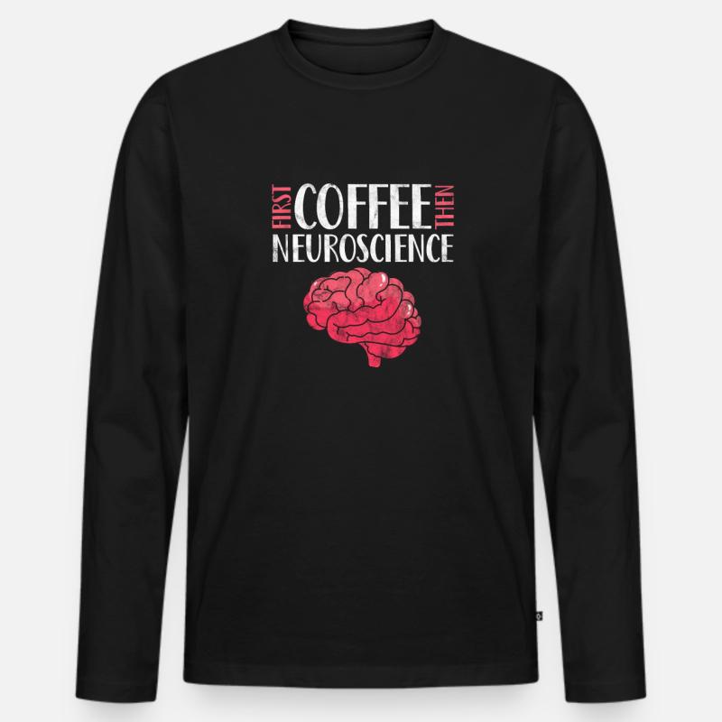 Kaffee Neurowissenschaft - Männer Premium Bio Langarmshirt - Schwarz