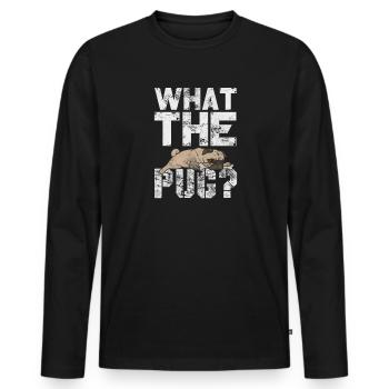 Mops - Männer Premium Bio Langarmshirt - Schwarz - Vorne - Nico (187cm)
