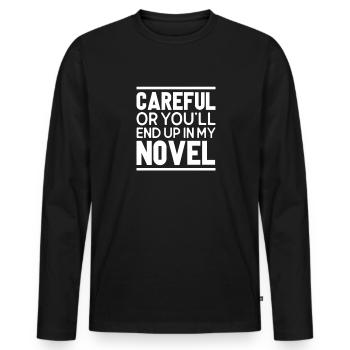 Autor - Männer Premium Bio Langarmshirt - Schwarz - Vorne - Nico (187cm)