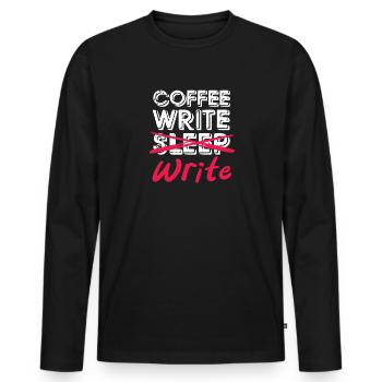 Autor - Männer Premium Bio Langarmshirt - Schwarz - Vorne - Nico (187cm)